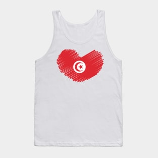 Tunisia Flag Heart Design Tank Top